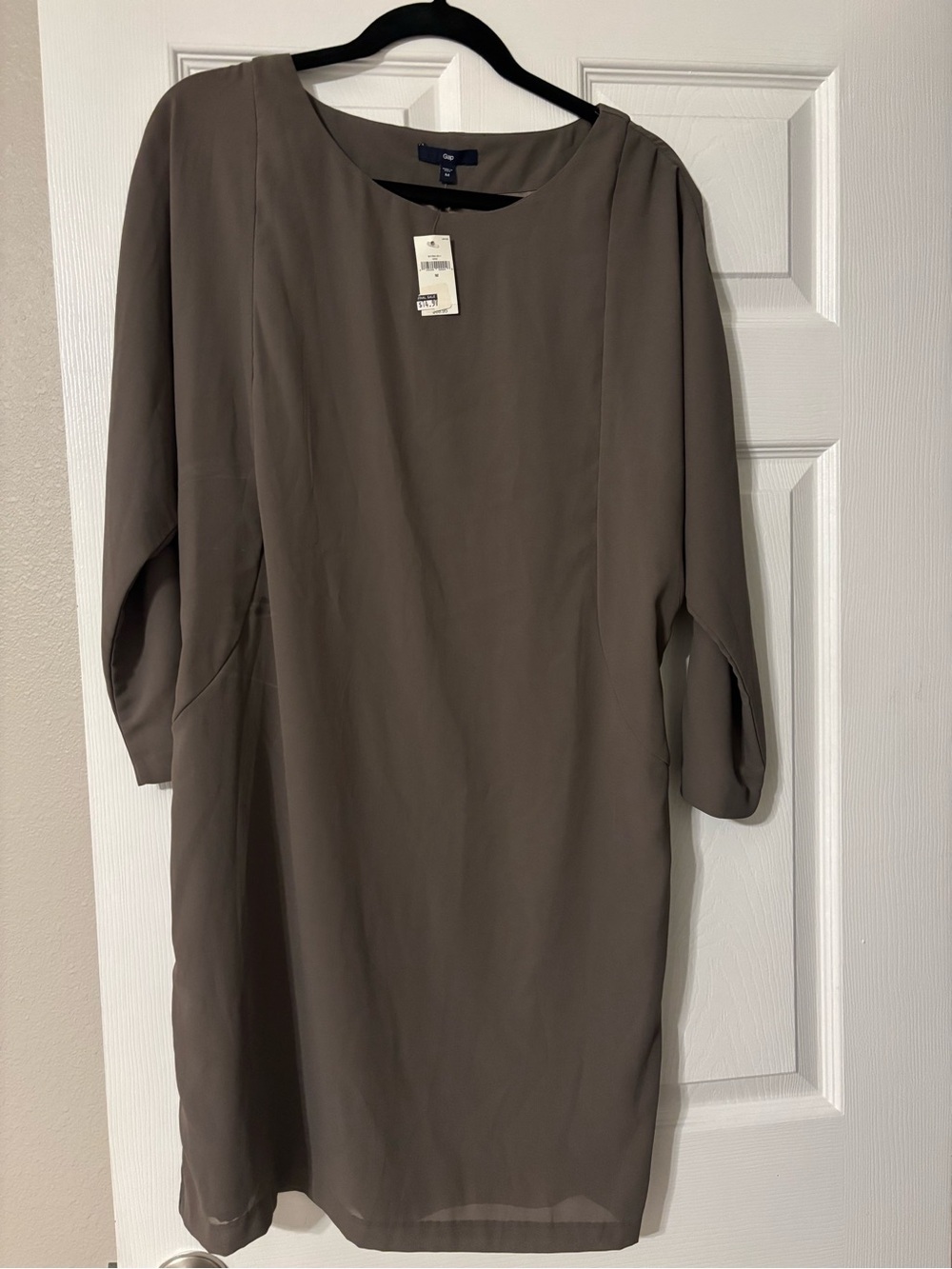 GAP Taupe Long-Sleeve Shift Dress